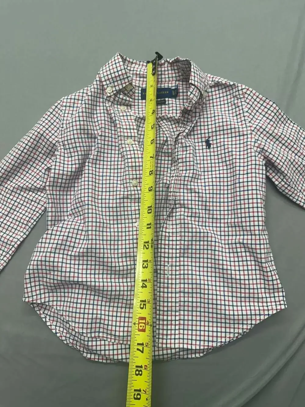 Ralph Lauren Boys Long Sleeve Button Down Plaid Tattersall Shirt Size 4T